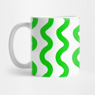 Green vertical wavy curly lines pattern Mug